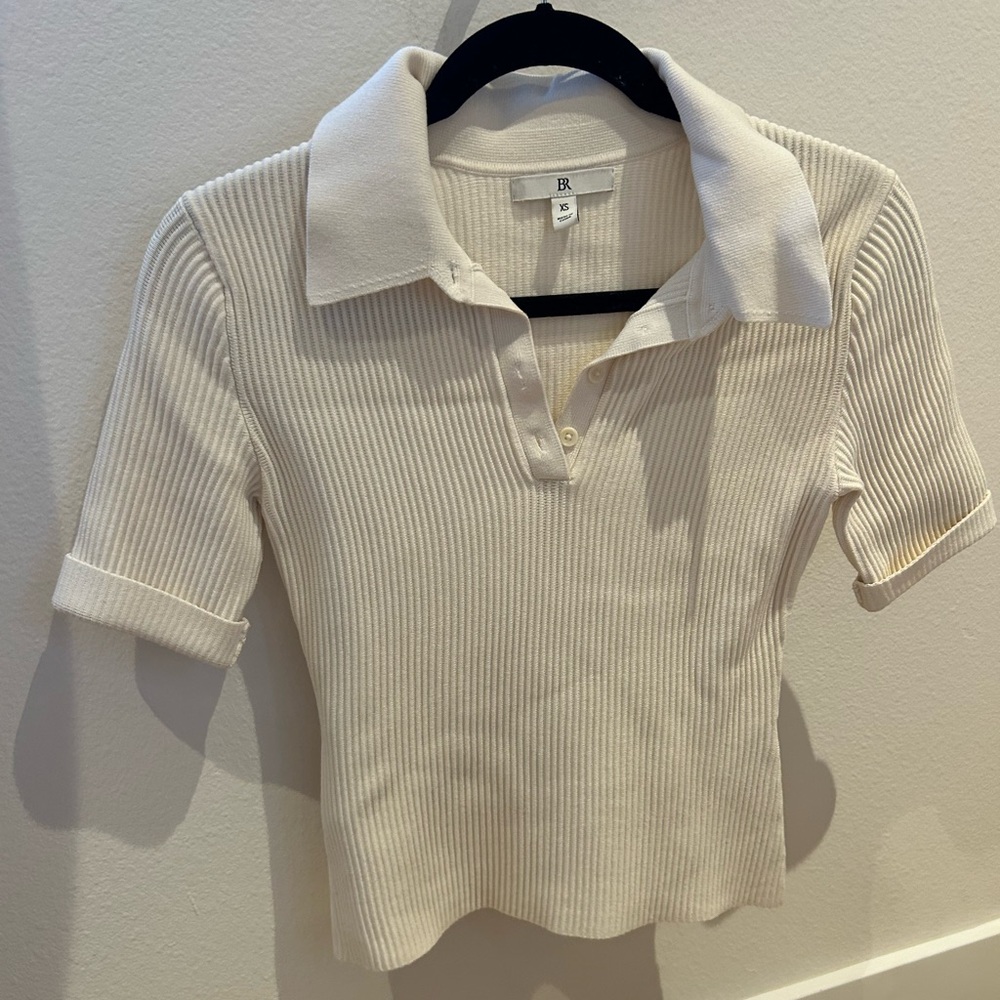 Banana Republic Cream Ribbed Polo Shirt